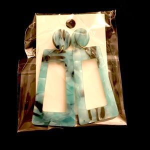 Never worn aqua and black abstract design earrings!